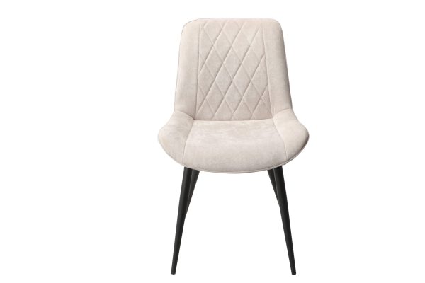 Aspen Diamond Stitch Fabric Dining Chair With Black Tapered Legs Pair