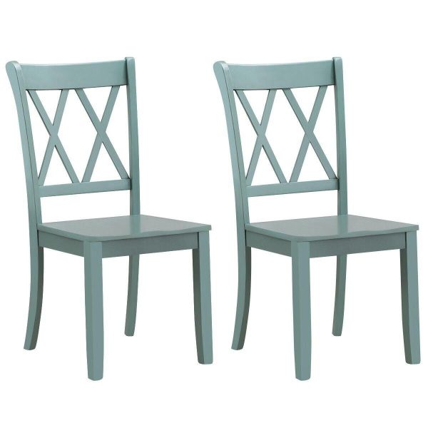 Set of 2 Dining Chairs Wooden Kitchen Side Chair Armless Chairs w X Back