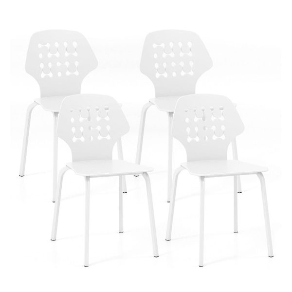 Set of 4 Dining Chair Metal Kitchen Bar Chair Stool Armless Accent Side Chair