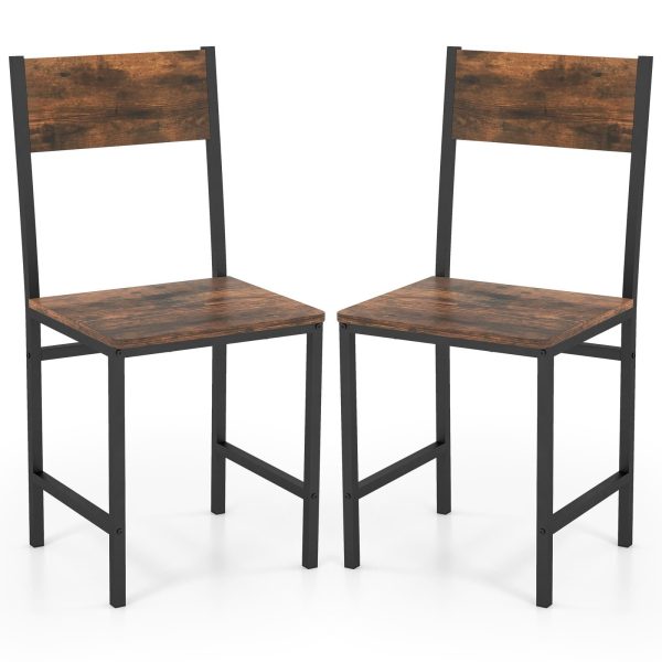 Set of 2 Dining Chairs Armless Dinner Chairs w Metal Legs