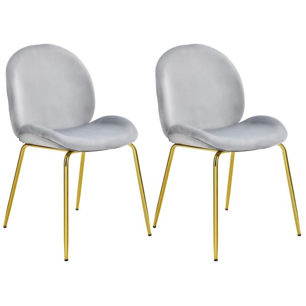 Set of 2 Modern Velvet Dining Chair Upholstered Side Chair Armless Vanity Chair