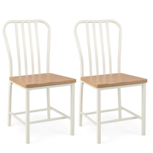 Set of 2 Dining Chair Armless Spindle Back Kitchen Chairs W Ergonomic Seat