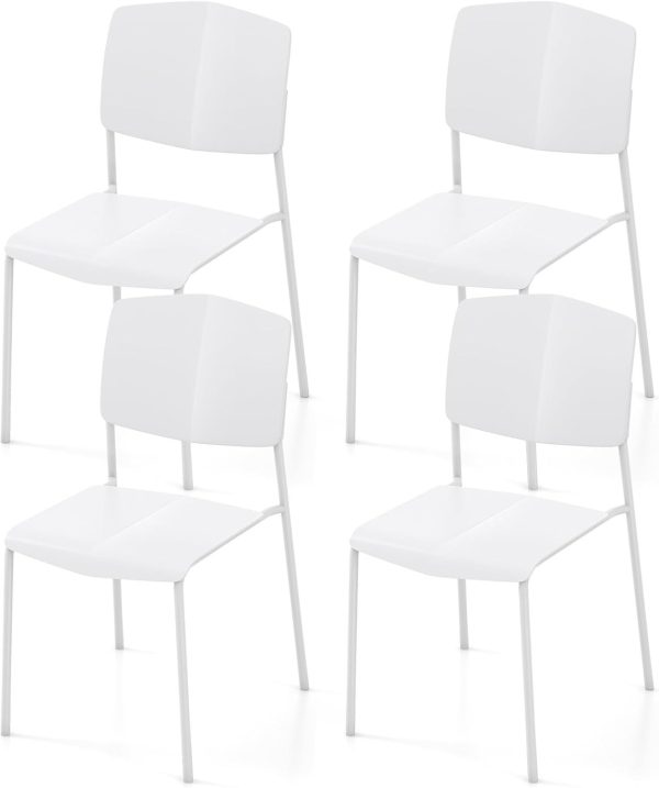 Dining Chair Stackable Set of 4 With Ergonomic Backrest And Wide Seat