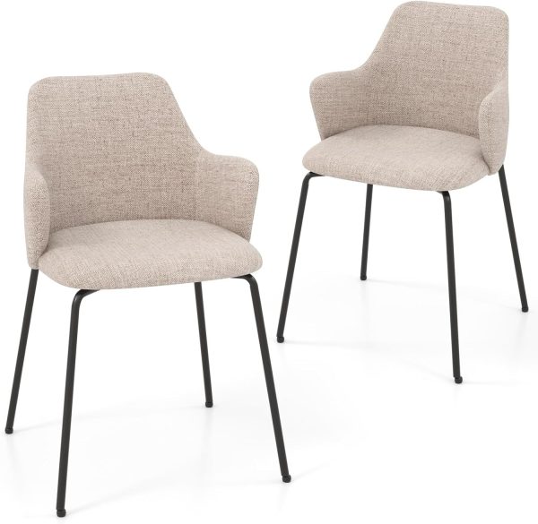 Dining Chairs Set of 2 Upholstered Accent Chairs Backrest Wide Seat