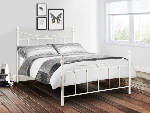 Julian Bowen Rebecca Bed Single Stone White Metal Bed