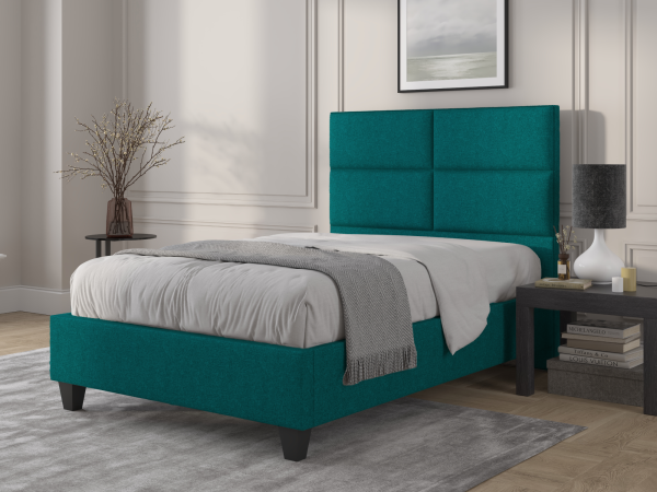 British Bed Company Wallace Super King Plush Velvet Teal Fabric Bed