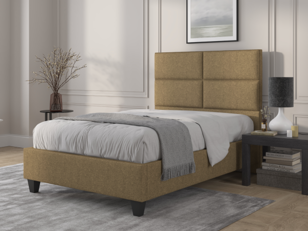 British Bed Company Wallace Super King Plush Velvet Beige Fabric Bed