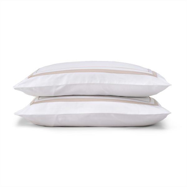 Cotton Collection Border Pillowcase Pair   Natural