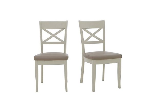 Furnitureland   Annecy Pair of Cross Back NC Leather Dining Chairs