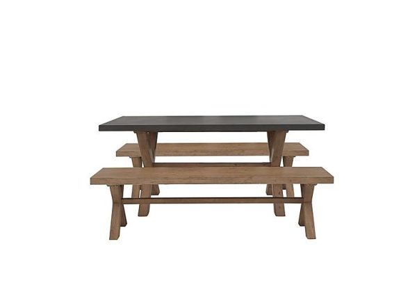 Fusion Large Table and 2 Dining Benches Set