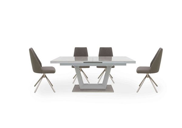 Grigio Large Extending Table with 4 Swivel Dining Chairs