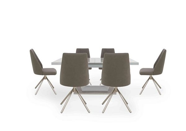 Grigio Large Extending Table with 6 Swivel Dining Chairs