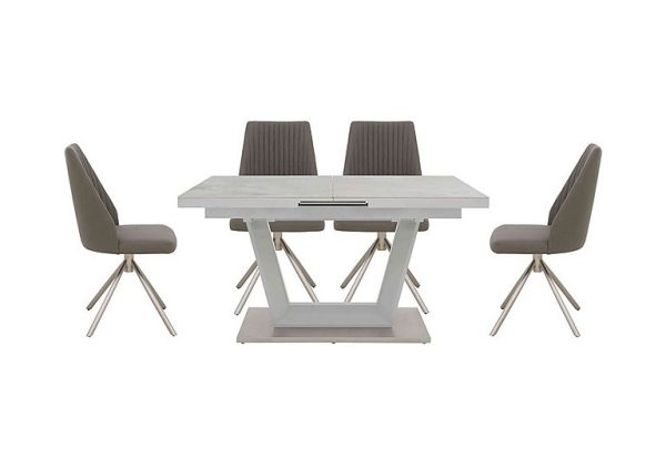 Grigio Small Extending Table with 4 Swivel Dining Chairs