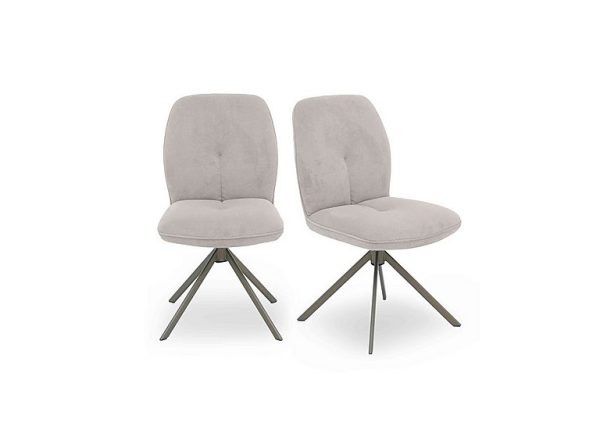 Perla Pair of Swivel Fabric Dining Chairs