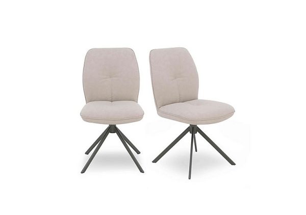 Perla Pair of Faux Leather Swivel Dining Chairs