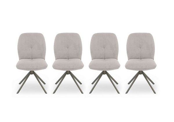 Perla Set of 4 Fabric Swivel Dining Chairs