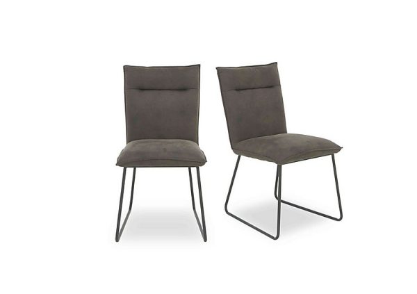 Ruben Pair of Faux Suede Dining Chairs