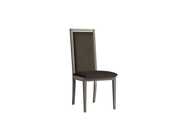 Venezia Panelled Faux Leather Dining Chair in Grey