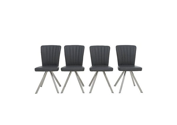 Vegas Set of 4 Faux Leather Swivel Dining Chairs