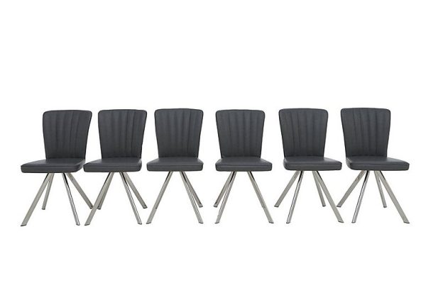 Vegas Set of 6 Faux Leather Swivel Dining Chairs