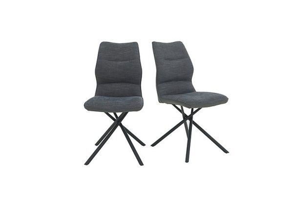 Zeppelin Pair of Grey Fabric Side Dining Chairs