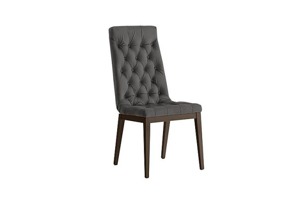 Palazzo Capitonne Buttoned Dining Chair in Dark Walnut   Aquos Dark Grey