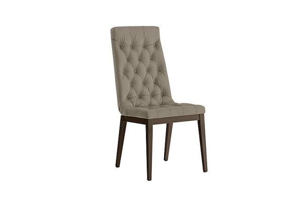 Palazzo Capitonne Buttoned Dining Chair in Dark Walnut   Aquos Taupe