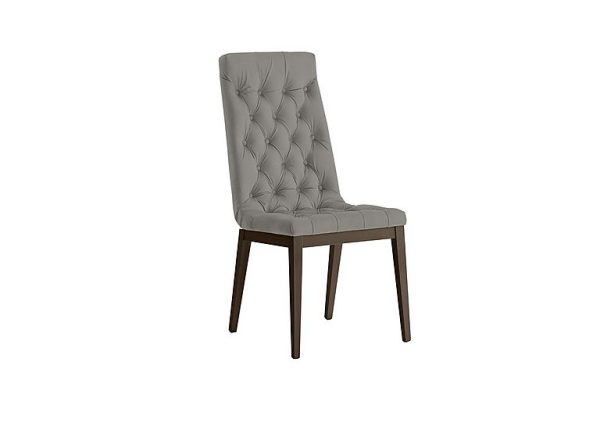 Palazzo Capitonne Buttoned Dining Chair in Dark Walnut   Scarlet Silver