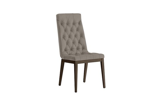 Palazzo Capitonne Buttoned Dining Chair in Dark Walnut   Scarlet Taupe