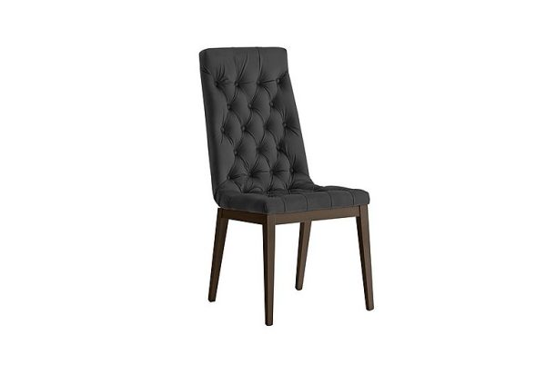 Palazzo Capitonne Buttoned Dining Chair in Dark Walnut   Scarlet Dark Grey