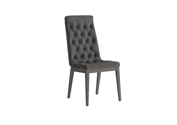 Palazzo Capitonne Buttoned Dining Chair in Silver Birch   Aquos Dark Grey