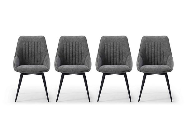 Crete Set of 4 Swivel Dining Chair   Dark Grey