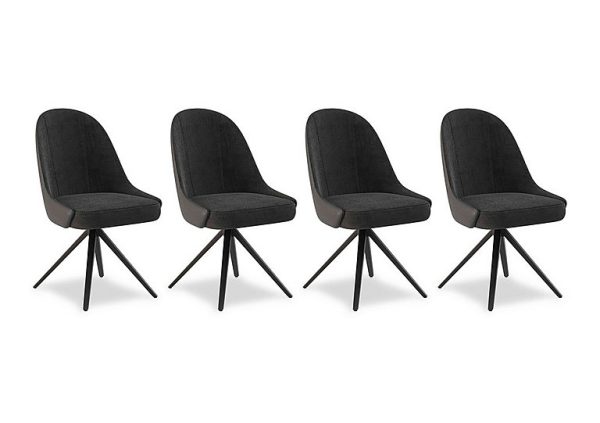 Jose Set of 4 Swivel Dining Chairs   Anthracite