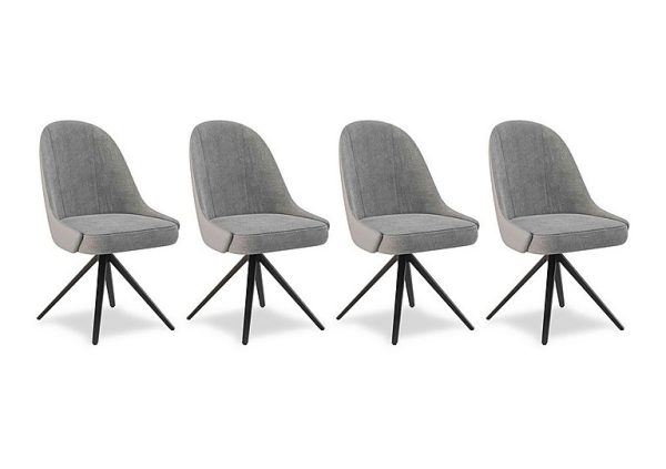 Jose Set of 4 Swivel Dining Chairs   Stone