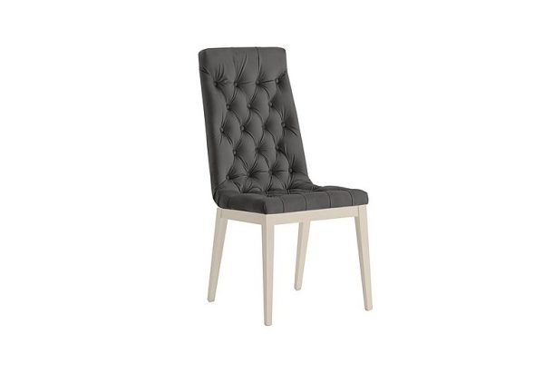 Palazzo Capitonne Buttoned Dining Chair in Sand Birch   Aquos Dark Grey