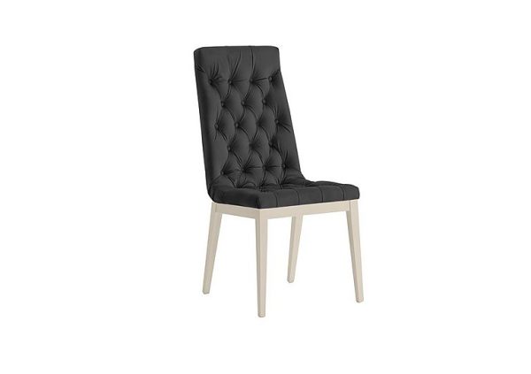 Palazzo Capitonne Buttoned Dining Chair in Sand Birch   Scarlet Dark Grey