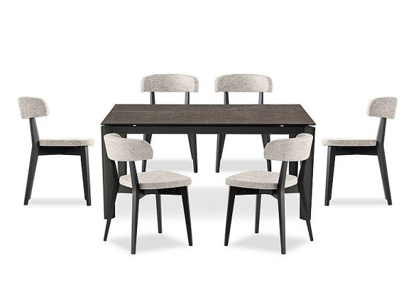 Connubia   Rosa 130cm Small Extending Dining Table with Bronze Ceramic Top and Graphite Wooden Legs and 6 Siren Chairs