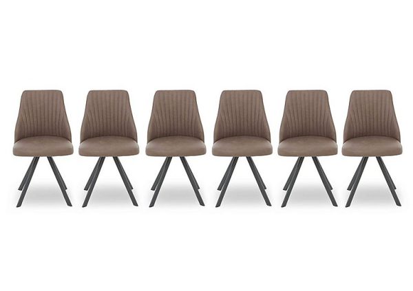 Vida Set of 6 Swivel Dining Chairs   Brown