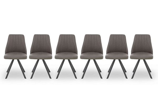 Vida Set of 6 Swivel Dining Chairs   Dark Grey