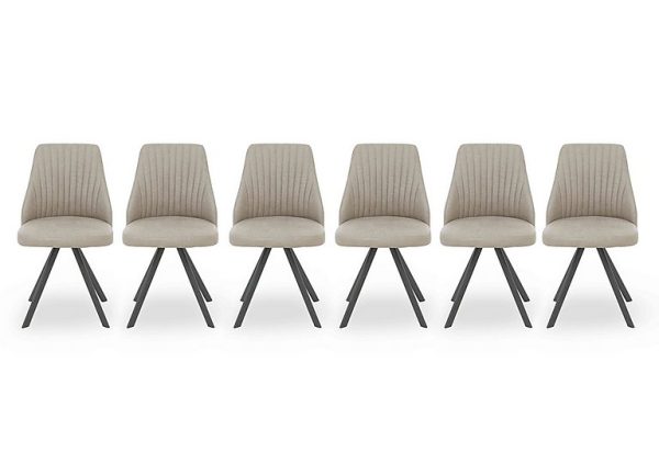 Vida Set of 6 Swivel Dining Chairs   Light Grey