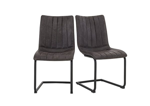 Ranger Pair of Cantilever Dining Chairs   Grey