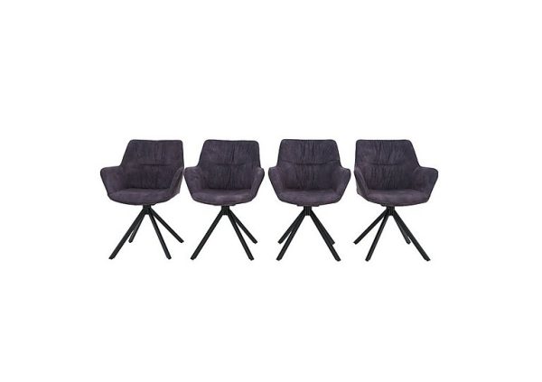 Marvel Black Set of 4 Swivel Dining Chairs   Charcoal