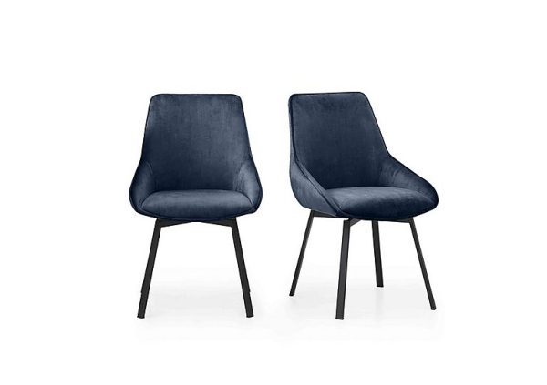 Veja Pair of Swivel Dining Chairs   Blue