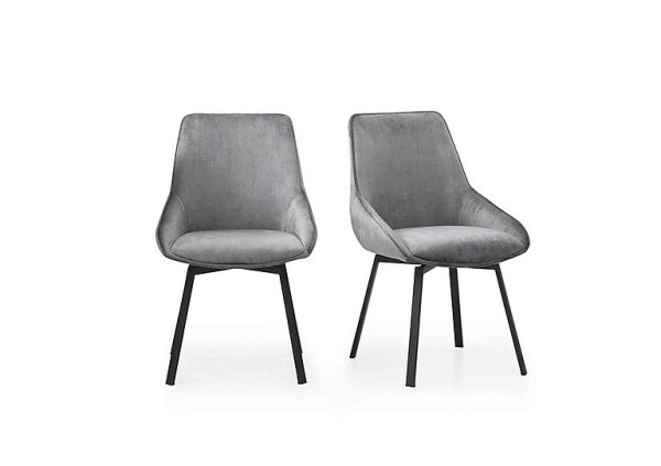 Veja Pair of Swivel Dining Chairs   Grey