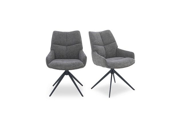 Kiara Pair of Fabric Swivel Dining Chairs