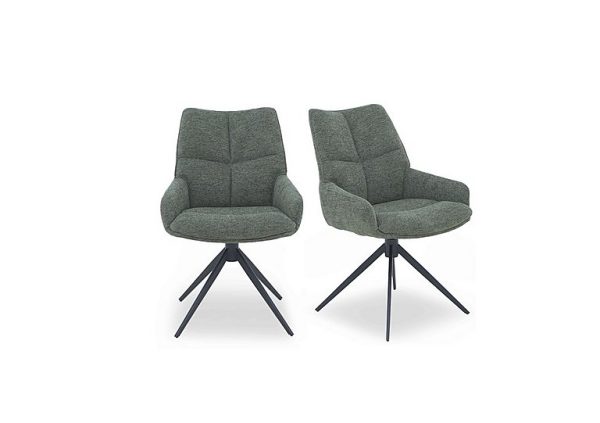 Kiara Pair of Fabric Swivel Dining Chairs   Forest