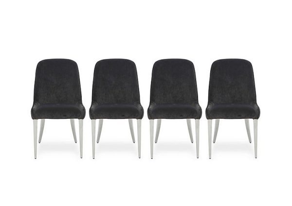 Gabana Set of 4 Velvet Dining Chairs   Charcoal