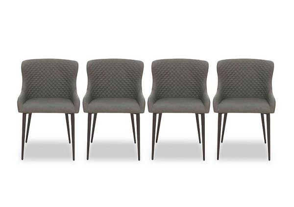 Hanoi Set of 4 Faux Leather Dining Chairs   Slate Grey