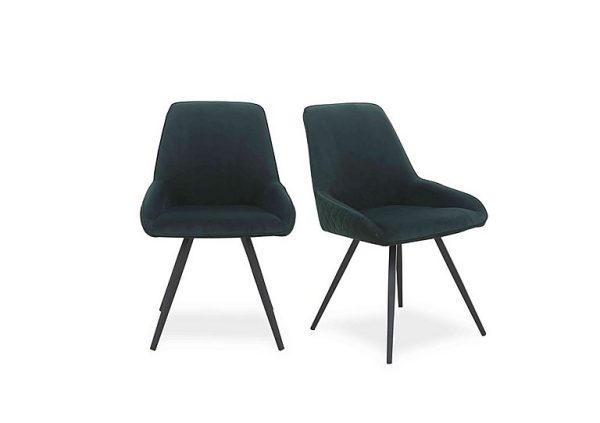 Saigon Pair of Green Velvet Dining Chairs   Forest