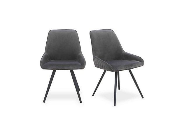 Saigon Pair of Velvet Dining Chairs   Granite